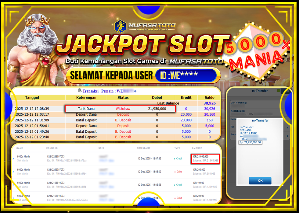 MUFASATOTO JACKPOT PRAGMATIC PLAY Rp.21.950.000|LUNAS